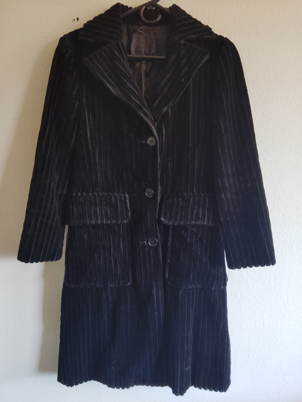 Sisley Made in Italy Black Corduroy Coat
